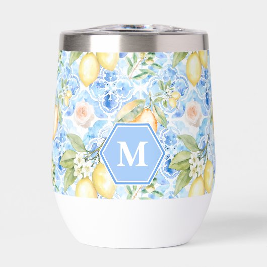 Mediterranean Blue Tile Limoncello Monogram Name (正面)