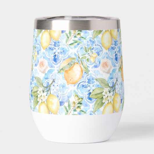 Mediterranean Blue Tile Limoncello Monogram Name (背面)