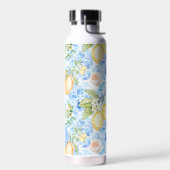 Mediterranean Blue Tile Limoncello Monogram Name ウォーターボトル (左面)