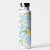 Mediterranean Blue Tile Limoncello Monogram Name ウォーターボトル (右面)
