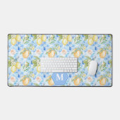 Mediterranean Blue Tile Limoncello Monogram Name デスクマット (キーボード&マウス)