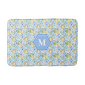Mediterranean Blue Tile Limoncello Monogram Name バスマット (正面)