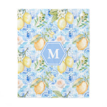 Mediterranean Blue Tile Limoncello Monogram Name
