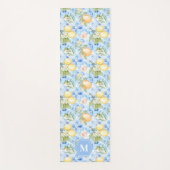 Mediterranean Blue Tile Limoncello Monogram Name ヨガマット (正面)