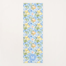 Mediterranean Blue Tile Limoncello Monogram Name ヨガマット