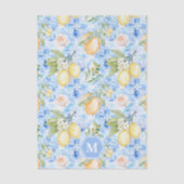 Mediterranean Blue Tile Limoncello Monogram Name 薄葉紙 (正面)