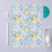 Mediterranean Blue Tile Limoncello Monogram Name 薄葉紙 (クラフト)