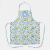 Mediterranean Blue Tile Limoncello Watercolor エプロン (正面)