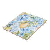 Mediterranean Blue Tile Yellow Lemon Watercolor タイル (側面)