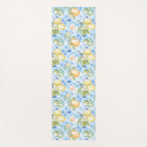 Mediterranean Blue Tile Yellow Lemon Watercolor