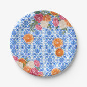  mediterranean blue tiles ブライズシャワー ペーパープレート (正面)