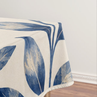 Mediterranean Blue Watercolor Foliage Tablecloth テーブルクロス