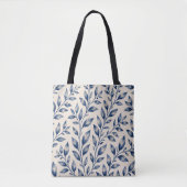 Mediterranean Blue Watercolor Foliage Tote Bag トートバッグ (正面)