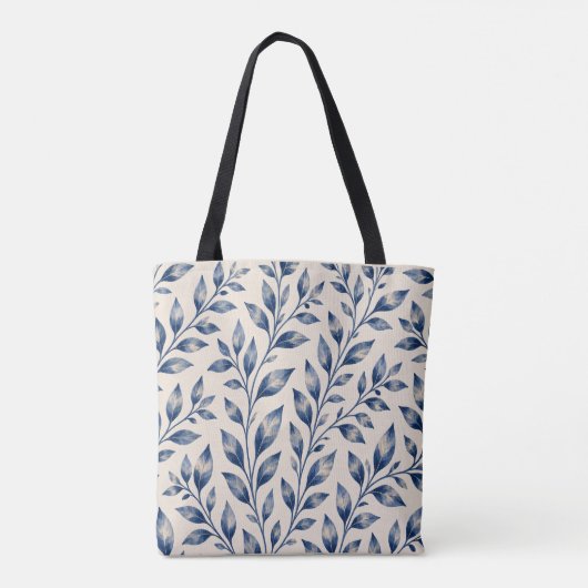 Mediterranean Blue Watercolor Foliage Tote Bag トートバッグ (裏面)