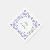 Mediterranean Blue Wildflower Wedding スタンダードカクテルナプキン (角)