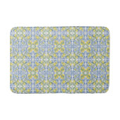 Mediterranean Blue & Yellow Lemon Tile Pattern バスマット (正面)