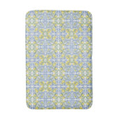 Mediterranean Blue & Yellow Lemon Tile Pattern バスマット (正面縦)
