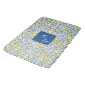 Mediterranean Blue & Yellow Lemon Tile Pattern バスマット (アングル)