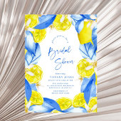 Mediterranean Blue Yellow Lemons Bridal Shower 招待状