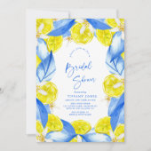 Mediterranean Blue Yellow Lemons Bridal Shower 招待状 (正面)