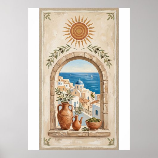 Mediterranean Boho Sun & Sea Poster ポスター (正面)