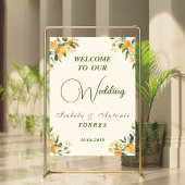 Mediterranean Botanical Lemon Olive Wedding Sign ポスター