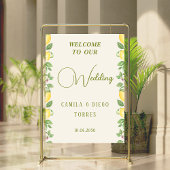 Mediterranean Botanical Lemon Olive Wedding Sign ポスター