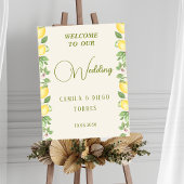 Mediterranean Botanical Lemon Olive Wedding Sign ポスター