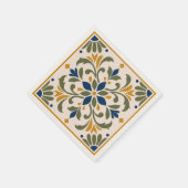 Mediterranean Botanical Tile スタンダードカクテルナプキン (角)