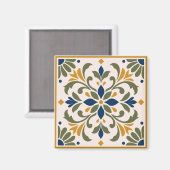 Mediterranean Botanical Tile マグネット (正面/裏面)