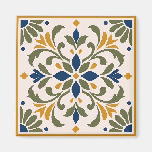 Mediterranean Botanical Tile マグネット (正面)