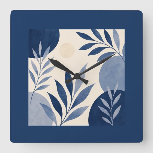 Mediterranean Botanical Wall Clock スクエア壁時計 (正面)
