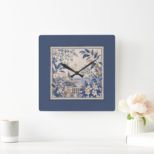 Mediterranean Botanical Wall Clock スクエア壁時計 (ホーム)