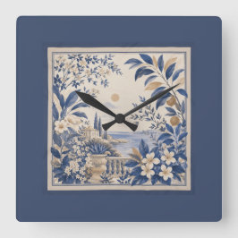 Mediterranean Botanical Wall Clock スクエア壁時計