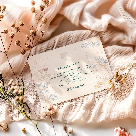 Mediterranean Ciao Miss Bridal Shower サンキューカード