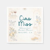 Mediterranean Ciao Miss Bridal Shower スタンダードカクテルナプキン (正面)