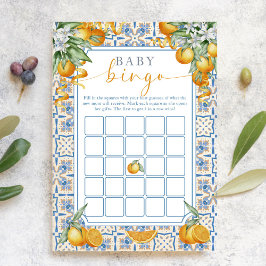 Mediterranean Citrus Baby Shower | Baby Bingo Game アドバイスカード