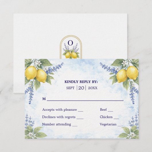Mediterranean Citrus Botanical RSVP Wedding Respon (正面/裏面)