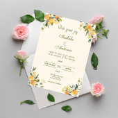 Mediterranean Citrus Botanical Wedding 招待状