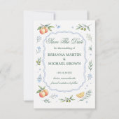 Mediterranean Citrus Floral Announcement Wedding セーブザデート (正面)