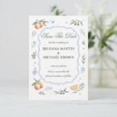 Mediterranean Citrus Floral Announcement Wedding セーブザデート (スタンド正面)