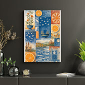 Mediterranean Citrus & Ocean Collage Art Print ポスター