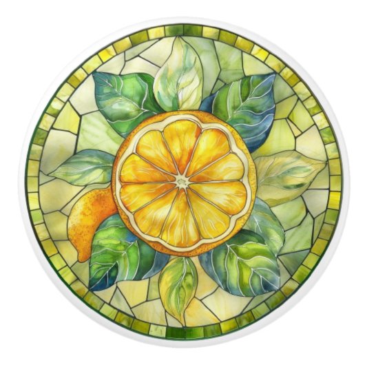 Mediterranean Citrus Stained Glass セラミックノブ (正面)