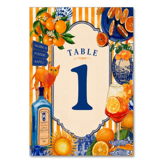 Mediterranean Citrus Table Number Italian Amalfi  テーブルナンバー (正面)