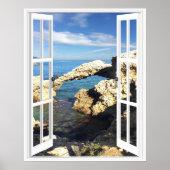 Mediterranean Coast Faux Window View ポスター (正面)
