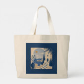 Mediterranean Coast Villa Scene Elegant Tote Bag ラージトートバッグ (裏面)