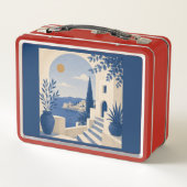 Mediterranean Coastal Arch Navy Blue Lunch Box メタルランチボックス (裏面)
