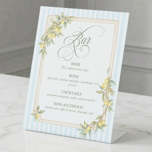 Mediterranean Coastal Lemon Wedding Bar 台座サイン