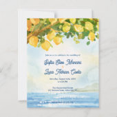 Mediterranean Coastal Photo Lemon Wedding Invite (正面)