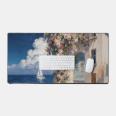 Mediterranean Coastal Rose & Sailboat Desk Mat  デスクマット (キーボード&マウス)